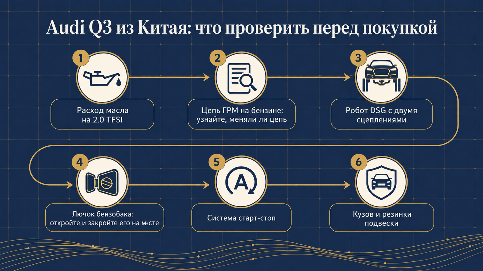 Инфографика: что проверить перед покупкой Audi Q3 из Китая