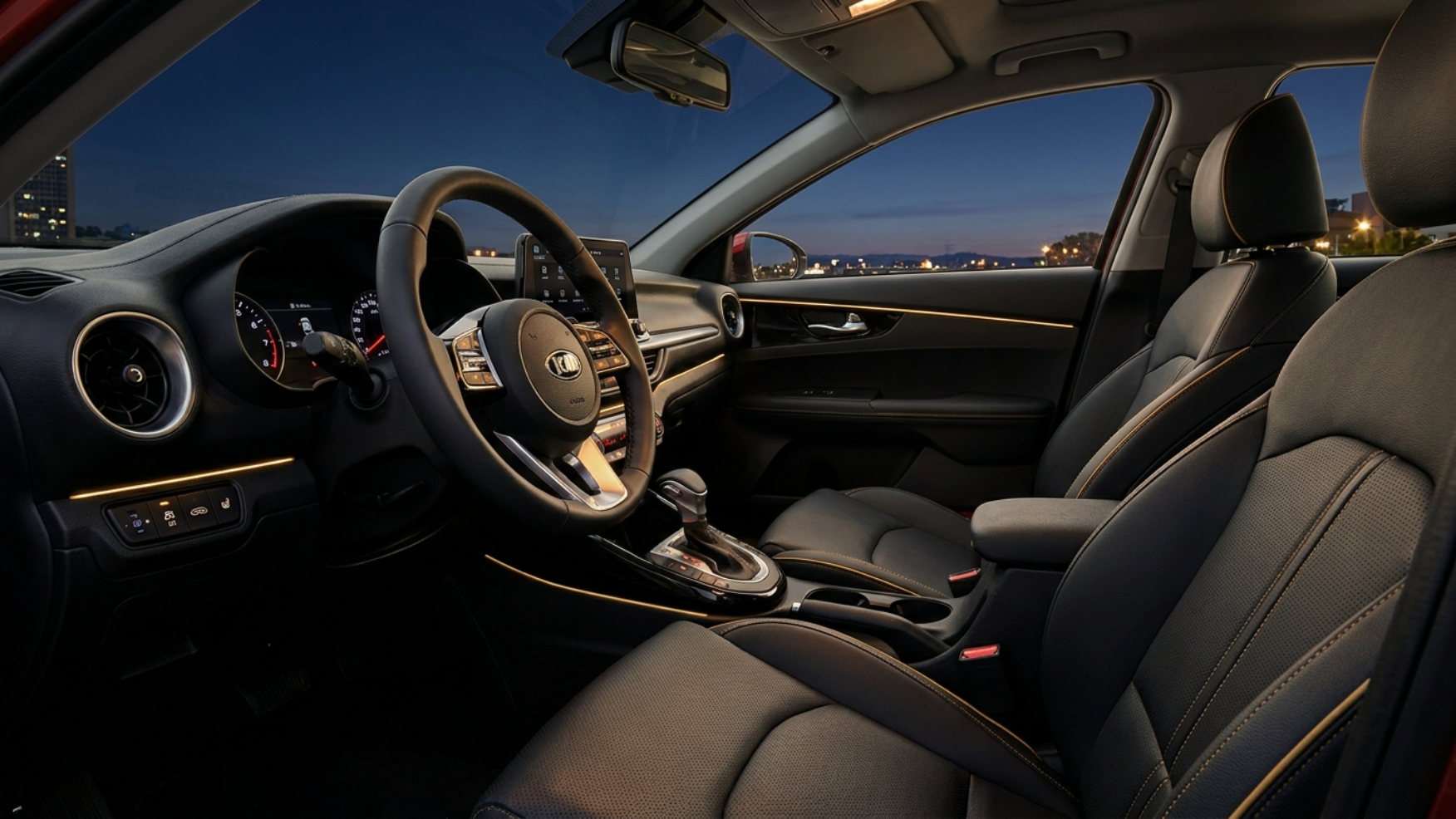 Кожаный салон Kia K3 — мультируль, климат, вентиляция сидений