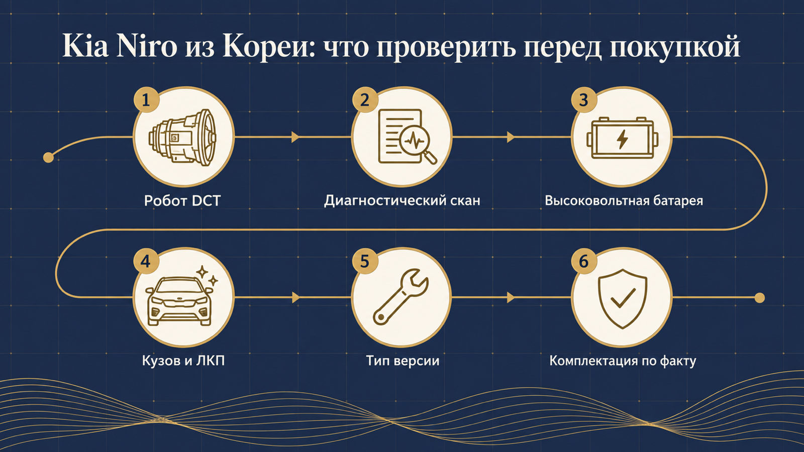 Инфографика: что проверить перед покупкой Kia Niro из Кореи