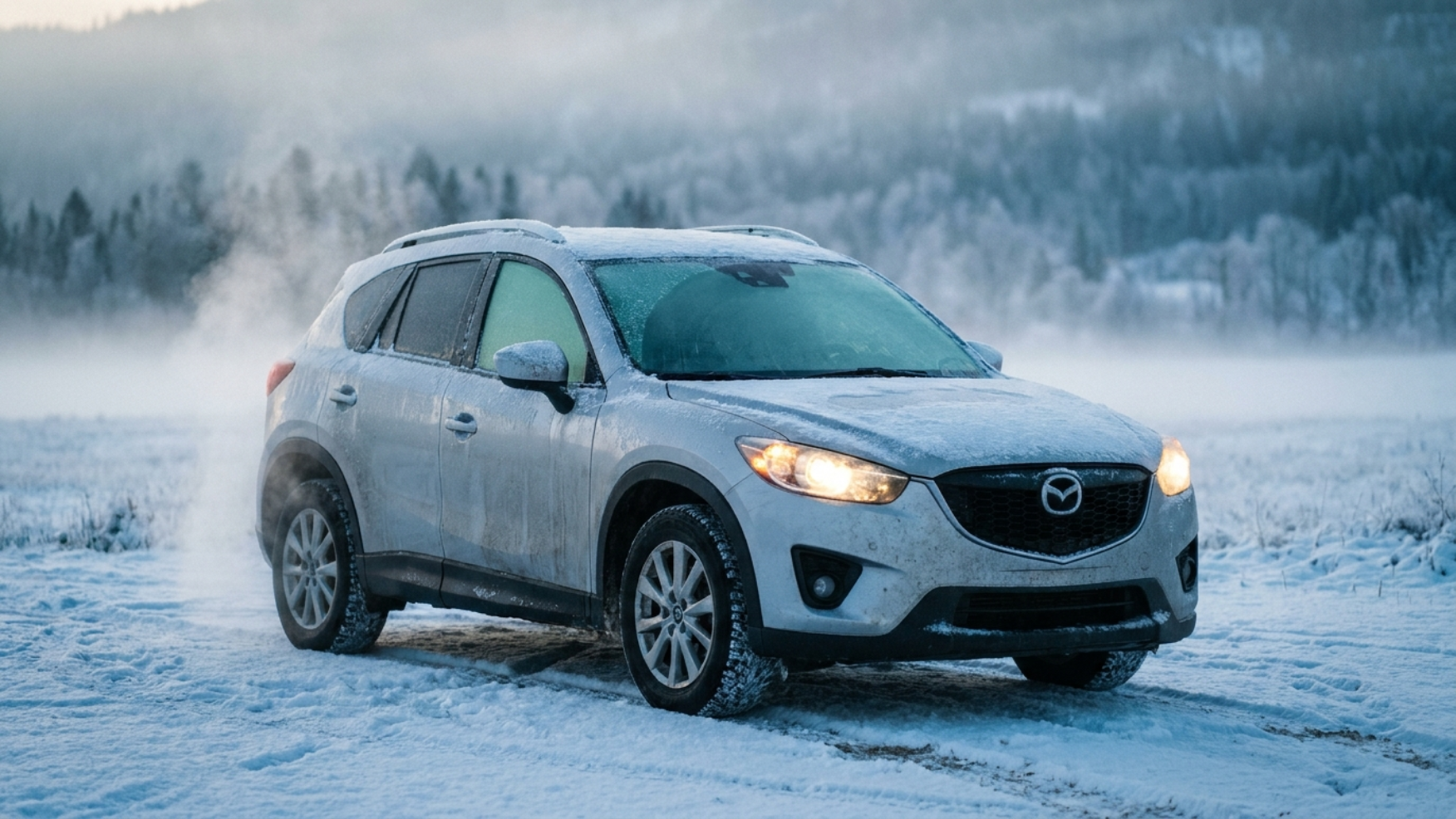 Mazda CX-5 зимой, снег и прогрев